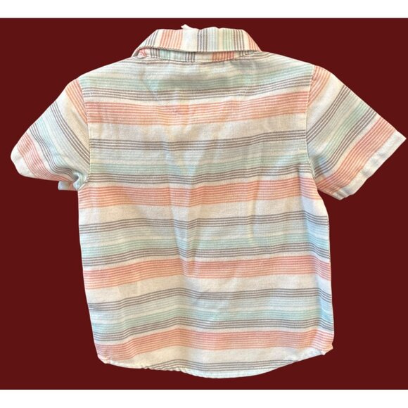 Eddie Bauer Kids 2T Striped Summer Shirt Pastel Coastal Retro Baby Boy Classic - Picture 2 of 5